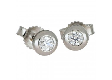 ORECCHINI PUNTO LUCE IN ORO BIANCO 18 KT CON ZIRCONI TAGLIO BRILLANTE