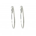 ORECCHINI CERCHI IN ORO BIANCO 18 KT CON ZIRCONI DIAMETRO 6 CM