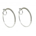 ORECCHINI CERCHI IN ORO BIANCO 18 KT CON ZIRCONI DIAMETRO 6 CM