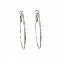 ORECCHINI CERCHI IN ORO BIANCO 18 KT CON ZIRCONI DIAMETRO 4,7 CM