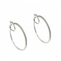 ORECCHINI CERCHI IN ORO BIANCO 18 KT CON ZIRCONI DIAMETRO 4,7 CM