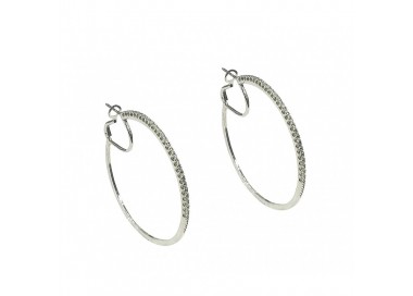 ORECCHINI CERCHI IN ORO BIANCO 18 KT CON ZIRCONI TAGLIO BRILLANTE