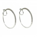 ORECCHINI CERCHI IN ORO BIANCO 18 KT CON ZIRCONI DIAMETRO 4,7 CM