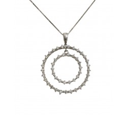 COLLANA CON CIONDOLO IN ORO BIANCO 18 KT CON ZIRCONI TAGLIO BRILLANTE