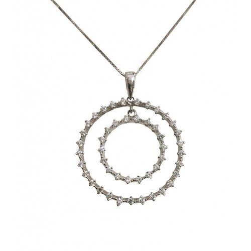 COLLANA E CIONDOLO IN ORO BIANCO 18KT CON 47 ZIRCONI