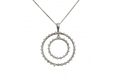 COLLANA CON CIONDOLO IN ORO BIANCO 18 KT CON ZIRCONI TAGLIO BRILLANTE