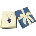 COLLANA IN ARGENTO 925 CON CUORE ZIRCONE VIOLA AMETISTA E BIANCHI TAGLIO BRILLANTE 