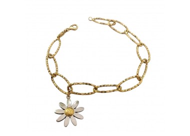 BRACCIALE IN ORO GIALLO 18 KT CON CHARM FIORE MARGHERITA