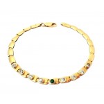 BRACCIALE DA DONNA IN ORO GIALLO KT MODELLO TENNIS CON SMERALDO E ZIRCON