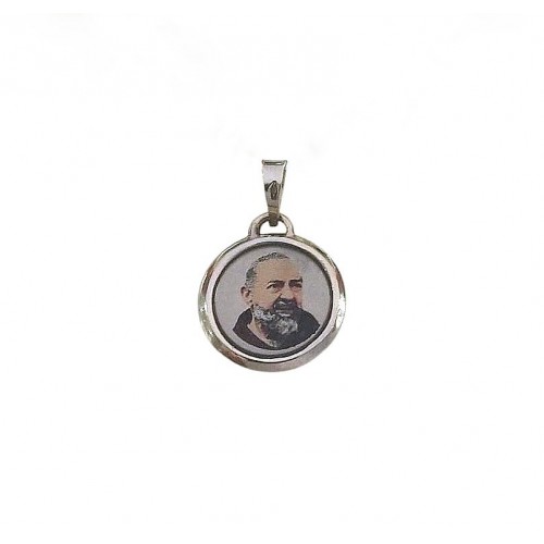 CIONDOLO SAN PIO IN ORO BIANCO 18 KT + COLLANA LACCIO IN OMAGGIO