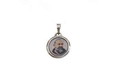 CIONDOLO SAN PIO IN ORO BIANCO 18 KT + COLLANA LACCIO IN OMAGGIO