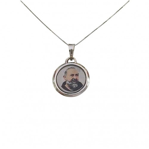 COLLANA MEDAGLIETTA CUORE SAN PIO IN ORO GIALLO 18 KT
