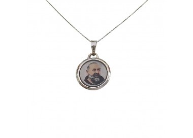 COLLANA MEDAGLIETTA CUORE SAN PIO IN ORO GIALLO 18 KT