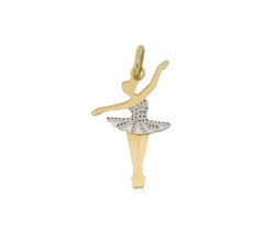 CIONDOLO BALLERINA IN ORO BIANCO E GIALLO 18 KT