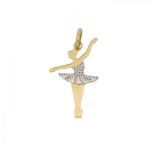 CIONDOLO BALLERINA IN ORO BIANCO E GIALLO 18 KT