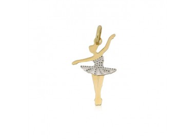 CIONDOLO BALLERINA IN ORO BIANCO E GIALLO 18 KT