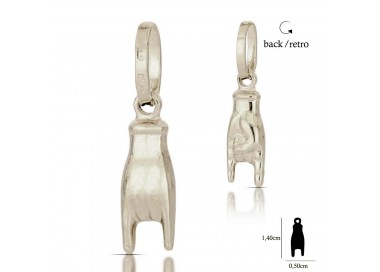 CIONDOLO CORNA PORTAFORTUNA IN ORO BIANCO 18 KT + COLLANA LACCIO OMAGGIO
