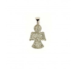 CIONDOLO ANGELO IN ORO BIANCO 18 KT + COLLANA LACCIO IN OMAGGIO