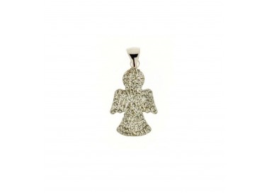 CIONDOLO ANGELO IN ORO BIANCO 18 KT + COLLANA LACCIO IN OMAGGIO
