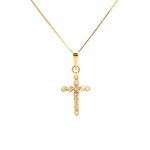 COLLANA IN ORO GIALLO 18 KT CON CROCE E ZIRCONI TAGLIO BRILLANTE