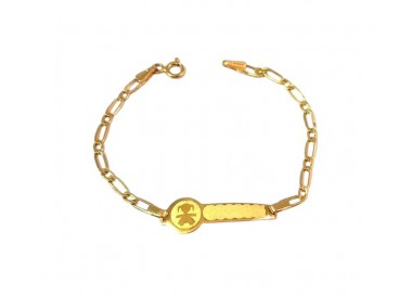 BRACCIALE PIASTRINA BAMBINA BEBE'IN ORO GIALLO 18 KT