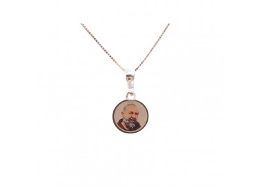COLLANA CIONDOLO SAN PIO IN ORO BIANCO 18 KT