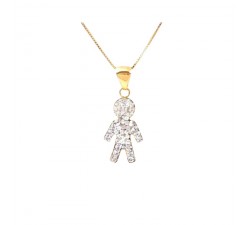 COLLANA DA DONNA IN ORO GIALLO 18 KT BEBE' MASCHIETTO CON ZIRCONI BIANCHI