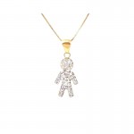 COLLANA DA DONNA IN ORO GIALLO 18 KT BEBE' MASCHIETTO CON ZIRCONI BIANCHI