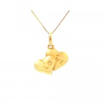 COLLANA UNISEX IN ORO GIALLO 18 KT CON CUORE E INCISIONE LOVE