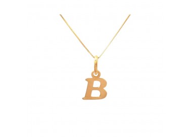 COLLANA UNISEX IN ORO GIALLO 18 KT CON LETTERA INIZIALE B