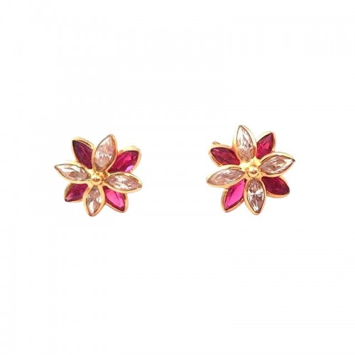 ORECCHINI FIORE IN ORO GIALLO 18 KT CON ZIRCONI