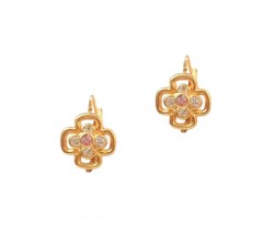 ORECCHINI QUADRIFOGLIO IN ORO GIALLO 18 KT CON ZIRCONI 