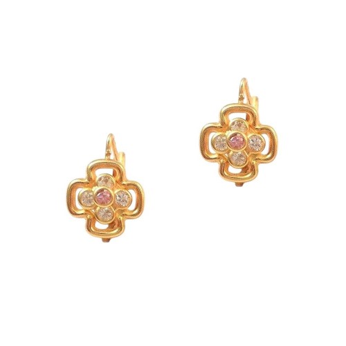 ORECCHINI QUADRIFOGLIO IN ORO GIALLO 18 KT CON ZIRCONI 