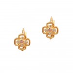 ORECCHINI QUADRIFOGLIO IN ORO GIALLO 18 KT CON ZIRCONI