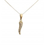 COLLANA CORNO IN ORO GIALLO 18 KT CON ZIRCONI BIANCHI TAGLIO BRILLANTE