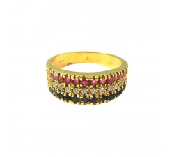 Amarillo anillo en 18 KT y oro blanco con diamantes