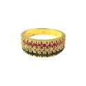 Amarillo anillo en 18 KT y oro blanco con diamantes