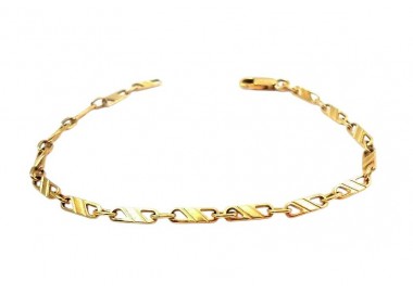 BRACCIALE UOMO CATENA E PIASTRE IN ORO GIALLO 18 KT