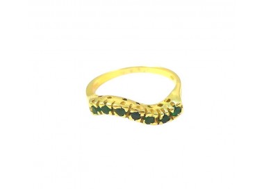 ANELLO DA DONNA IN ORO GIALLO 18 KT CON ZIRCONI VERDE SMERALDO