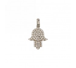 CIONDOLO MANO DI FATIMA IN ORO BIANCO 18 KT + COLLANA IN OMAGGIO