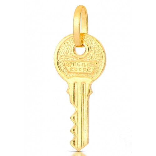 CIONDOLO CHIAVE APRE IL TUO CUORE IN ORO GIALLO 18 KT + COLLANA IN OMAGGIO