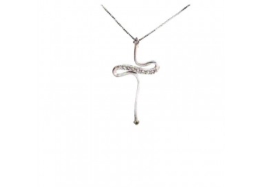 COLLANA DA DONNA CON CROCE IN ORO BIANCO 18 KT CON ZIRCONI TAGLIO BRILLANTE