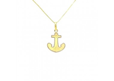 COLLANA DA UOMO ANCORA IN ORO GIALLO E BIANCO 18 KT