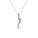 COLLANA VENEZIANA CON CORNO IN ORO BIANCO 18 KT E ZIRCONI TAGLIO BRILLANTE