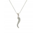 COLLANA VENEZIANA CON CORNO IN ORO BIANCO 18 KT E ZIRCONI TAGLIO BRILLANTE