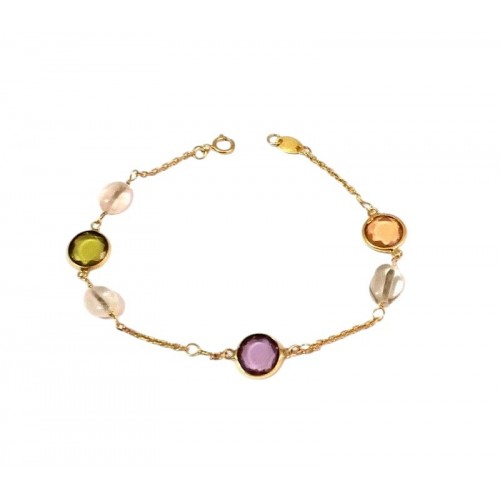 BRACCIALE DA DONNA IN ORO GIALLO 18 KT CON ZIRCONI COLORATI
