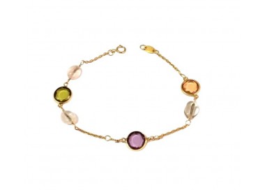 BRACCIALE DA DONNA IN ORO GIALLO 18 KT CON ZIRCONI COLORATI