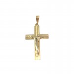 CIONDOLO CROCIFISSO IN ORO GIALLO E BIANCO 18KT + COLLANA LACCIO IN OMAGGIO