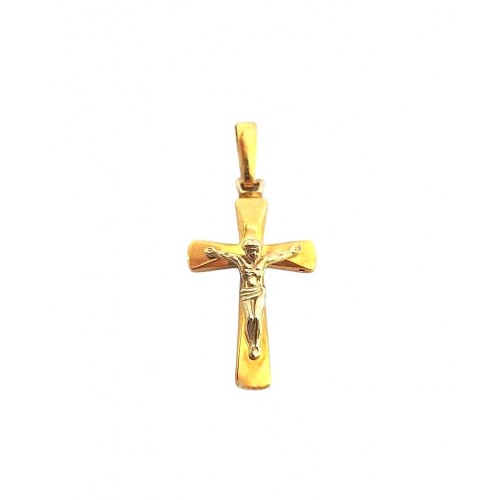 CIONDOLO CROCIFISSO IN ORO GIALLO E BIANCO 18KT + COLLANA LACCIO IN OMAGGIO