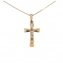COLLANA CON CROCIFISSO IN ORO GIALLO E BIANCO 18KT